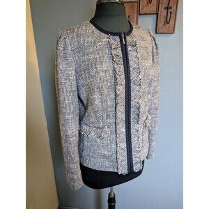 Vintage Tweed Jacket by Doncaster, Ruffled Blazer Coat Size 10